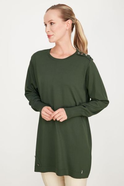 DÜĞME DETAYLI BASİC RAYON TUNİK ZÜMRÜT