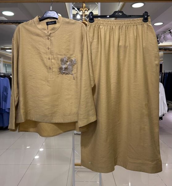 CEBİ TAŞ İŞLEMELİ ETEKLİ TENSEL TAKIM/ NURCAN ÇETİN