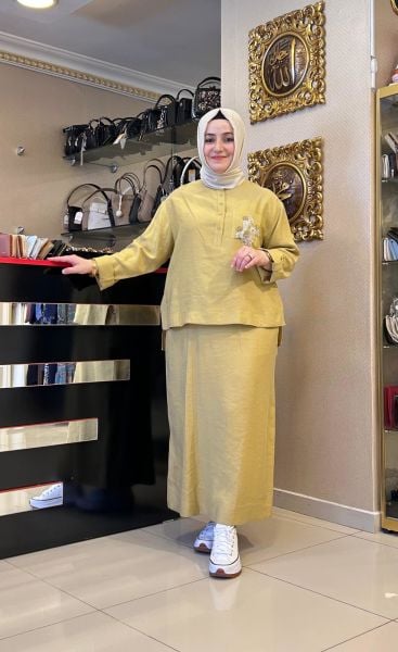 CEBİ TAŞ İŞLEMELİ ETEKLİ TENSEL TAKIM/ NURCAN ÇETİN