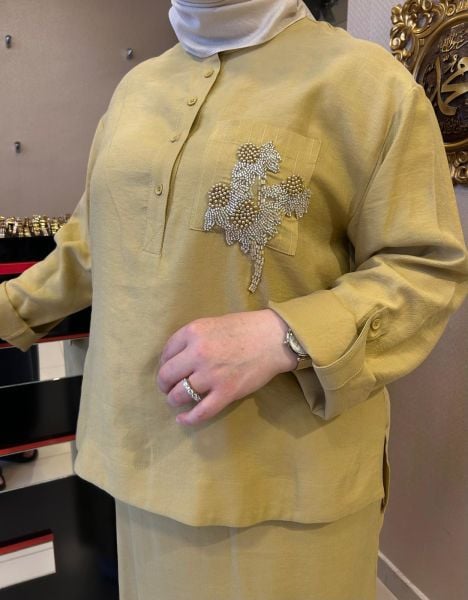 CEBİ TAŞ İŞLEMELİ ETEKLİ TENSEL TAKIM/ NURCAN ÇETİN