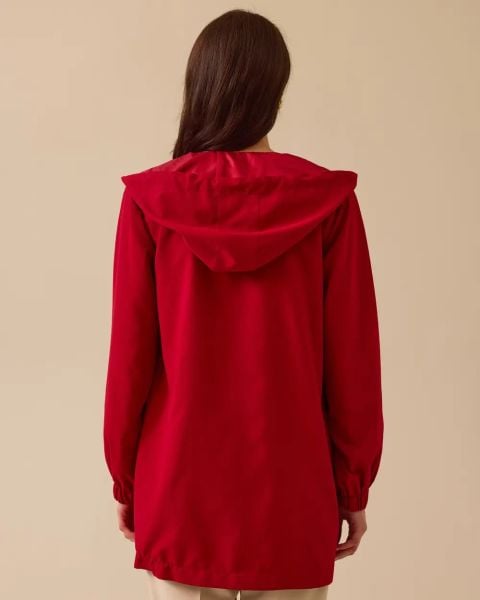 NAKIŞ DETAYLI KAPÜŞONLU TRENÇ/SEÇİL