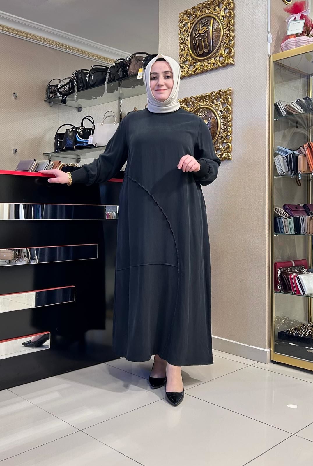 REGLAN KOL ÜZERİ ÇİZGİ DTY. ELBİSE/DEFRİNA