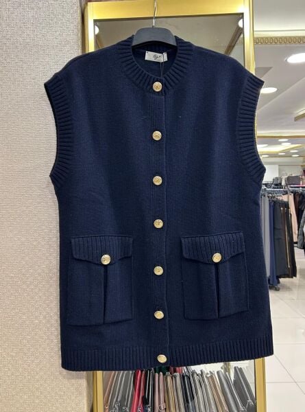 CEP VE DÜĞME DTY. TRİKO YELEK/ TIĞTRİKO