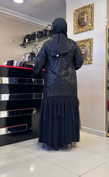 ﻿ÜZERİ PUL İŞLEMELİ TÜY DTY. ABAYA TAKIM/ NURCAN ÇETİN