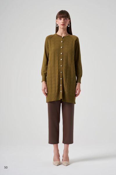 KENDİNDEN DESENLİ MERSERİZE HIRKA/ NUSS