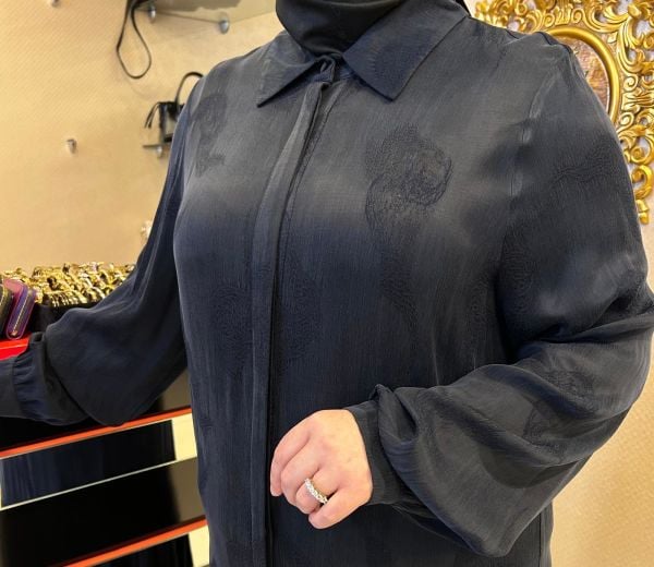 KENDİNDEN DESENLİ İPEK CUPRA ELBİSE/NUSS