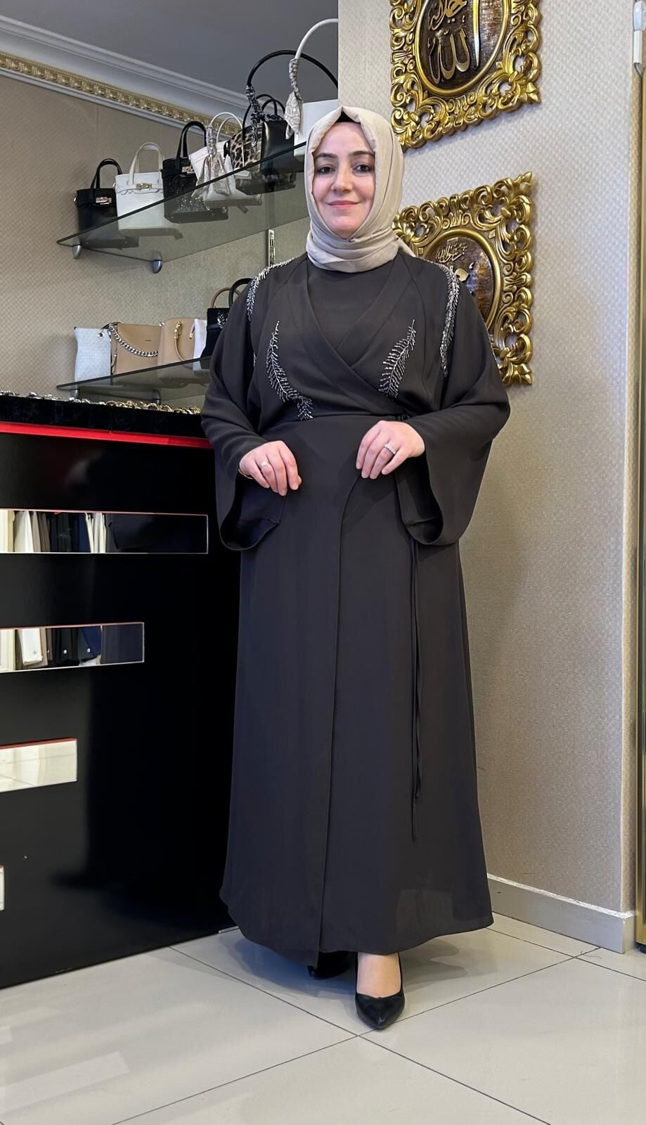 BONCUK İŞLEMELİ ABAYA TAKIM /GHISA