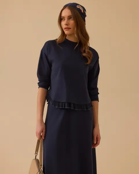 FIRFIR DETAYLI SWEATSHIRT VE ETEK TAKIM 1010-1030 /SEÇİL