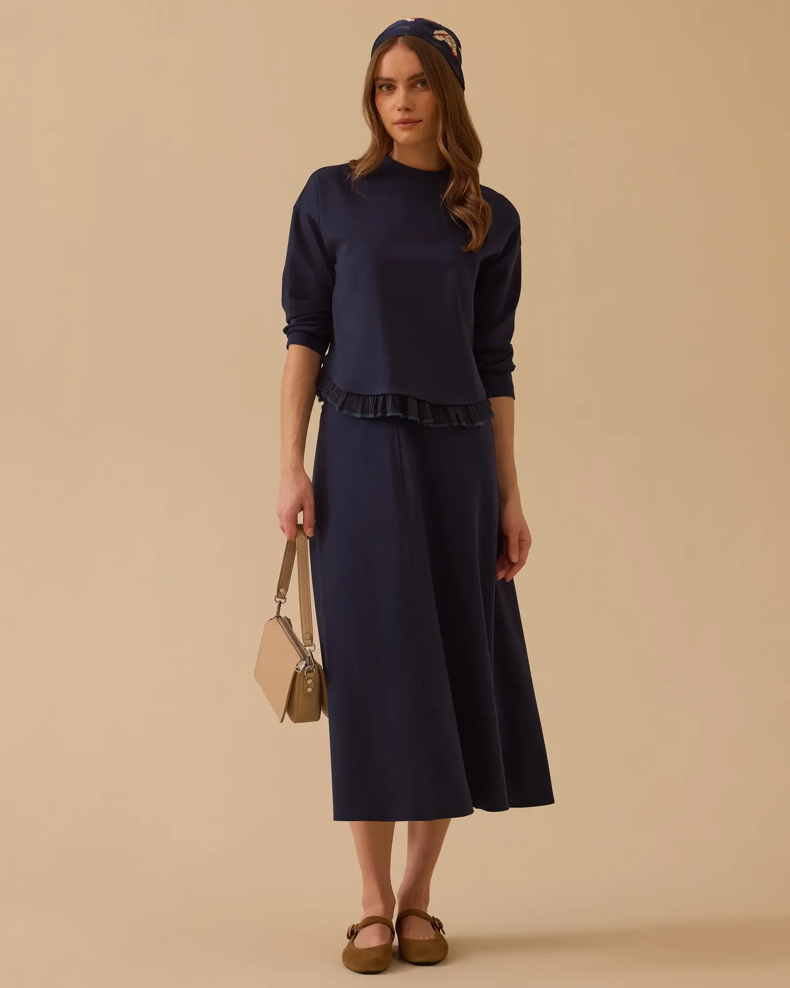 FIRFIR DETAYLI SWEATSHIRT VE ETEK TAKIM 1010-1030 /SEÇİL