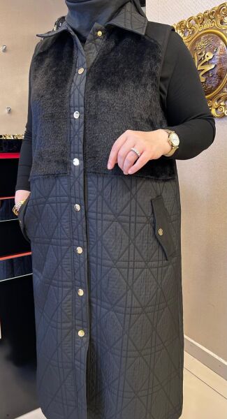 KÜRK DETAYLI KAPİTONE YELEK/BEHREM