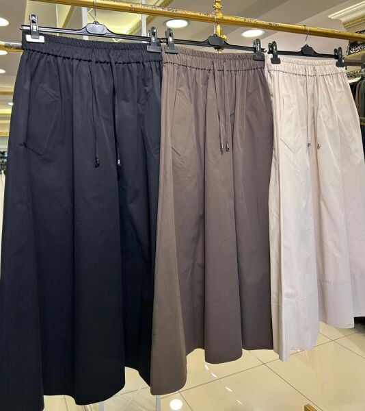 LIZZY KOTON KUMAŞ BELİ LASTİKLİ KİLOŞ ETEK /SENTEZ 5813