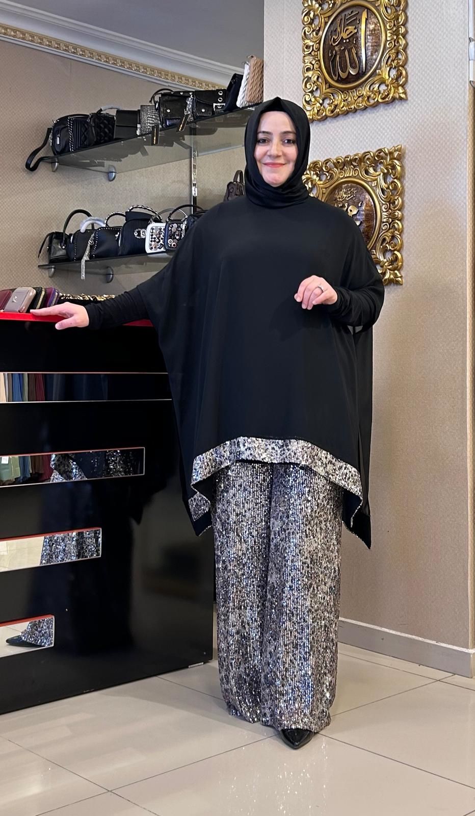 LEOPAR DESENLİ PAYET İŞLEMELİ TAKIM/NURCAN ÇETİN