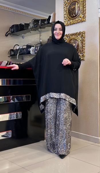 LEOPAR DESENLİ PAYET İŞLEMELİ TAKIM/NURCAN ÇETİN