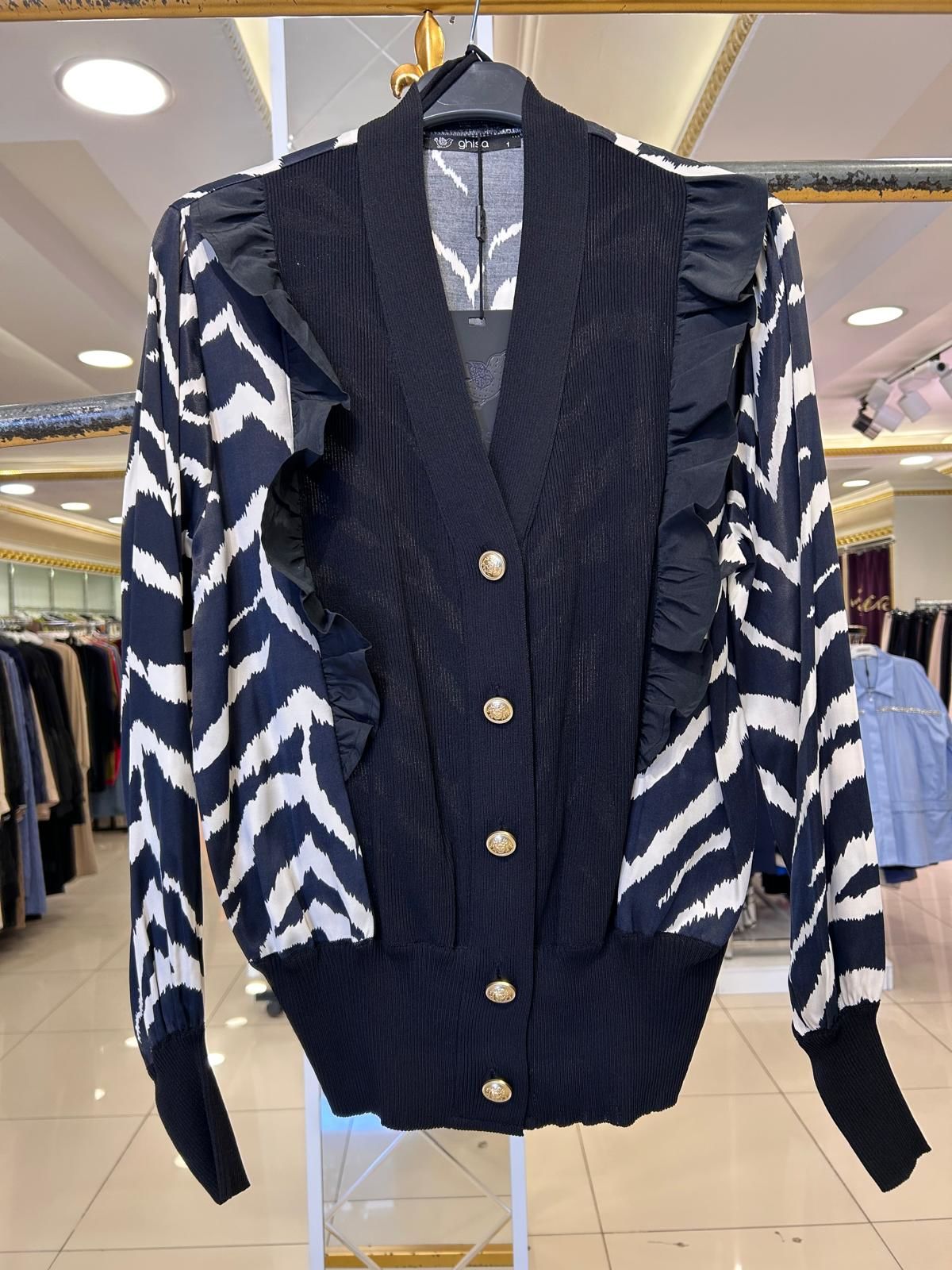 ZEBRA DESEN SATEN-MERSERİZE BİRLEŞİMLİ HIRKA/GHISA