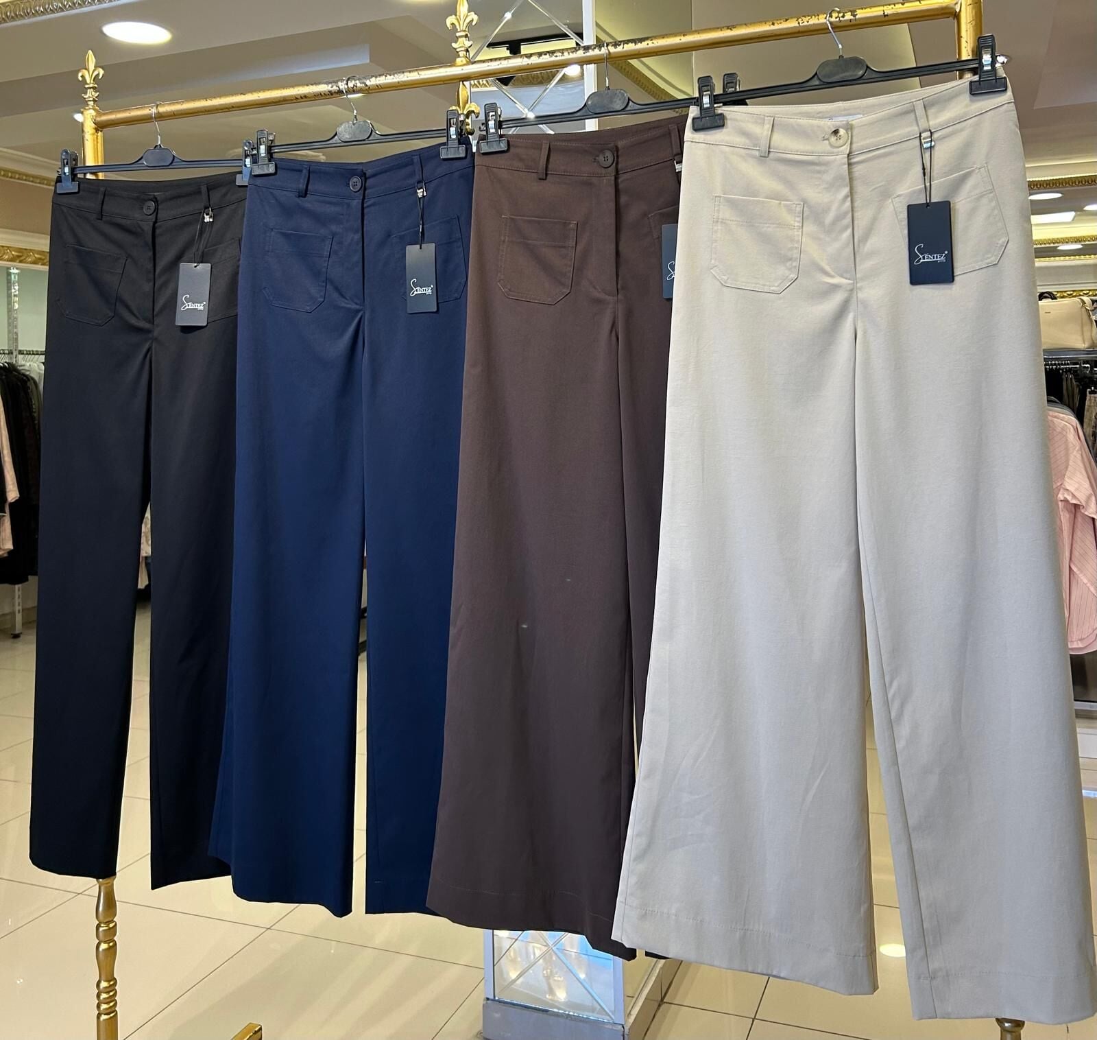 PAMUKLU KUMAŞ LİKRALI GENİŞ PAÇA PANTOLON/ SENTEZ 5663