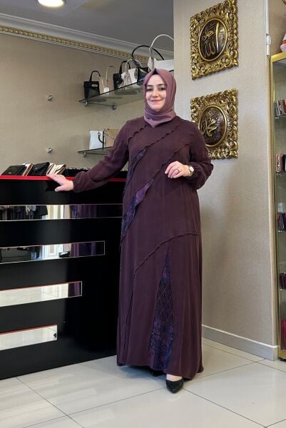 FIRFIRLI DESEN DTY. İPEK CUPRA ELBİSE /DEFRİNA