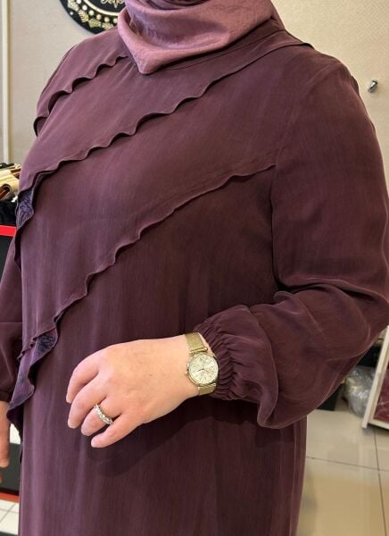 FIRFIRLI DESEN DTY. İPEK CUPRA ELBİSE /DEFRİNA