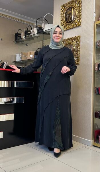 FIRFIRLI DESEN DTY. İPEK CUPRA ELBİSE /DEFRİNA