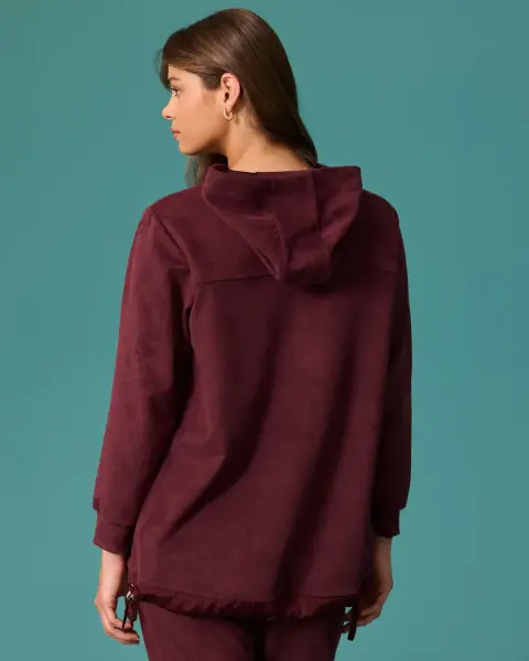 KAPÜŞONLU BAĞCIKLI ETEK UCU GARNİLİ SWEATSHIRT /SEÇİL 1007