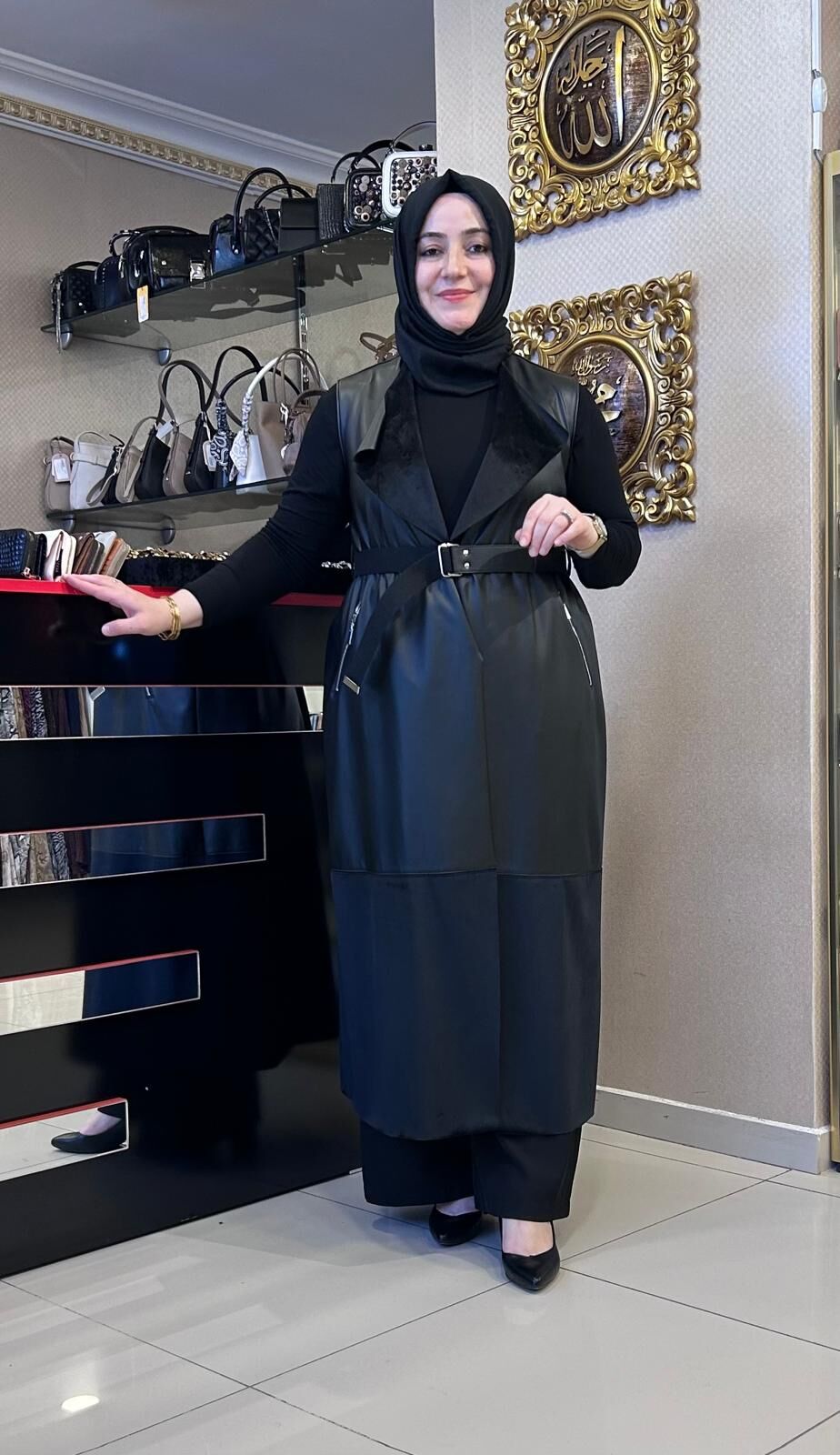 SÜET DTY. KEMERLİ DERİ YELEK/ NURCAN ÇETİN