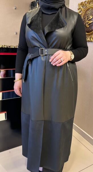 SÜET DTY. KEMERLİ DERİ YELEK/ NURCAN ÇETİN