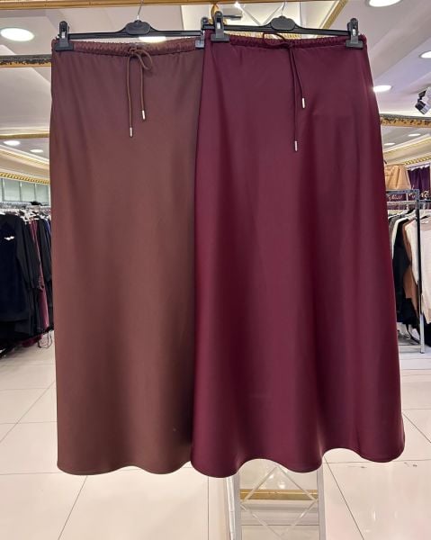 BELİ LASTİKLİ SATEN ETEK/SENTEZ