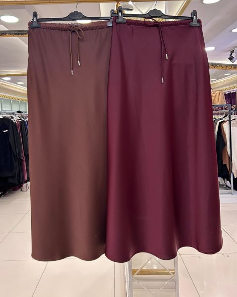 BELİ LASTİKLİ SATEN ETEK/SENTEZ