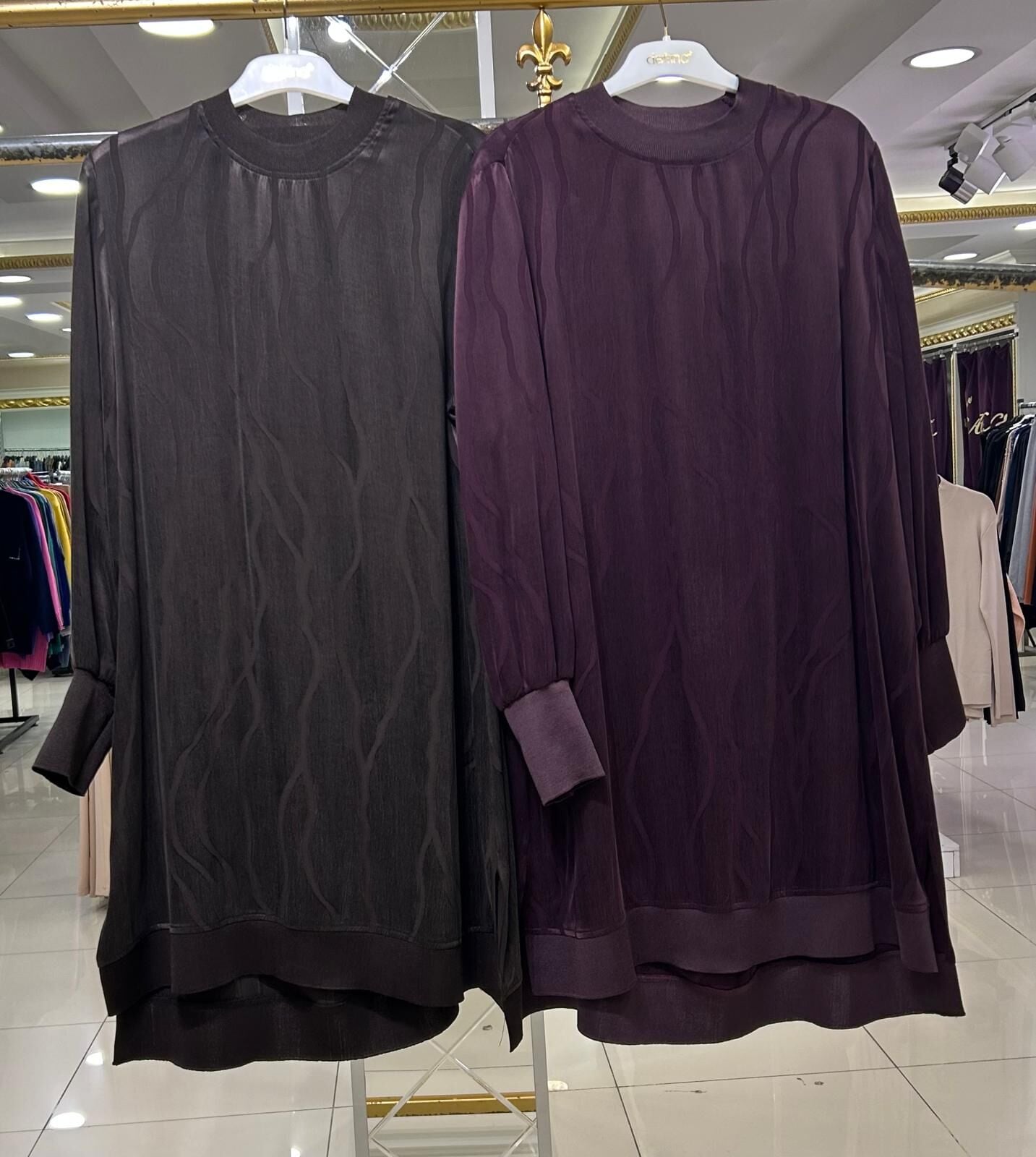 KENDİNDEN DESENLİ İPEK CUPRA TUNİK /DEFRİNA