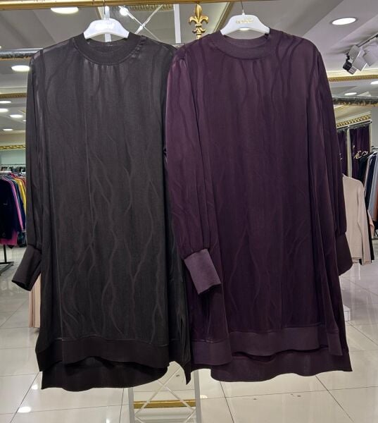 KENDİNDEN DESENLİ İPEK CUPRA TUNİK /DEFRİNA