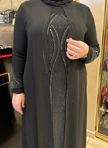 ÜZERİ TÜL DTY. TAŞ İŞLEMELİ ELBİSE/ BELGİN