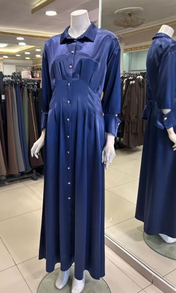 BİLEĞİ PENCERE DTY. BİYELİ SATEN ELBİSE /THREE LIGHT