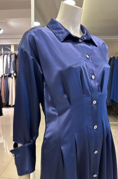 BİLEĞİ PENCERE DTY. BİYELİ SATEN ELBİSE /THREE LIGHT