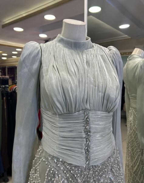 BONCUK VE TAŞ İŞLEMELİ BALIK MODEL ABİYE ELBİSE /HENNIN