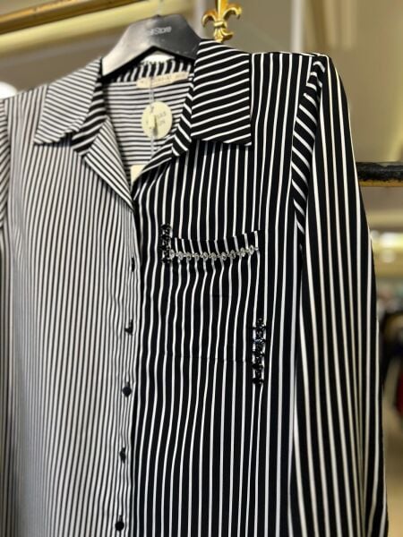 B. BEDEN ÇİFT RENKLİ ÇİZGİLİ GÖMLEK /SEÇİL