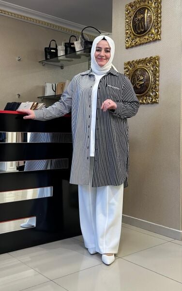 B. BEDEN ÇİFT RENKLİ ÇİZGİLİ GÖMLEK /SEÇİL