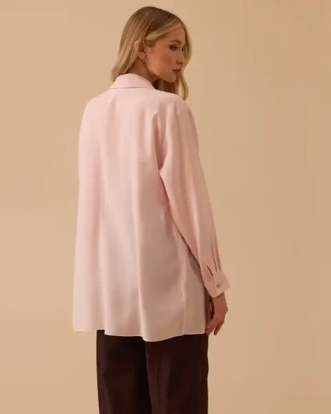 BÜZGÜ DETAYLI OVERSIZE GÖMLEK YAKA TUNİK/ SEÇİL
