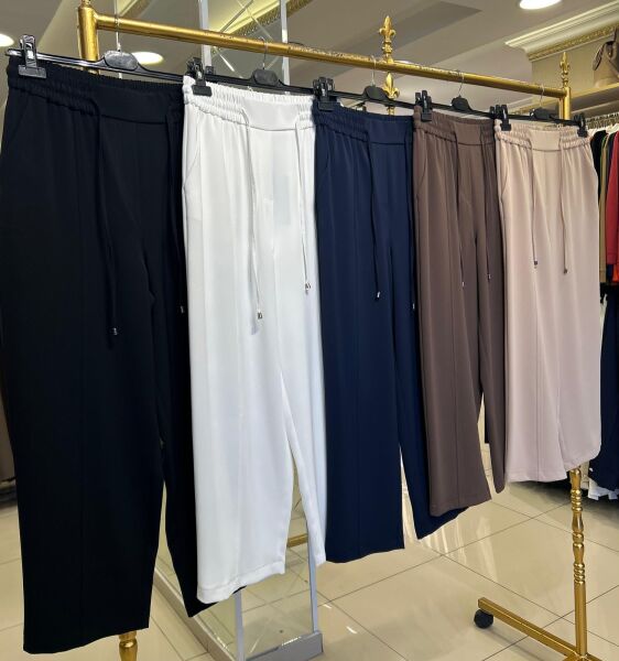 YENİ SEZON ELEGANCE BELİ LASTİKLİ HAVUÇ PAÇA PANTOLON/ SENTEZ