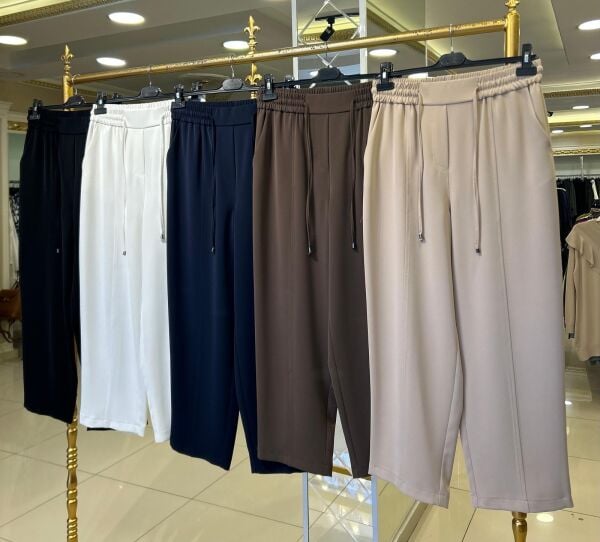 YENİ SEZON ELEGANCE BELİ LASTİKLİ HAVUÇ PAÇA PANTOLON/ SENTEZ