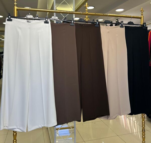 ARKASI LASTİKLİ KISA GENİŞ PAÇA PANTOLON/SENTEZ