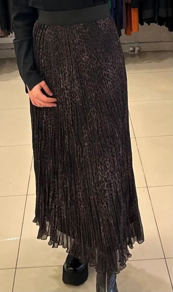 LEOPAR DESEN ŞİFON KIRIŞTIRMA ETEK/SENTEZ