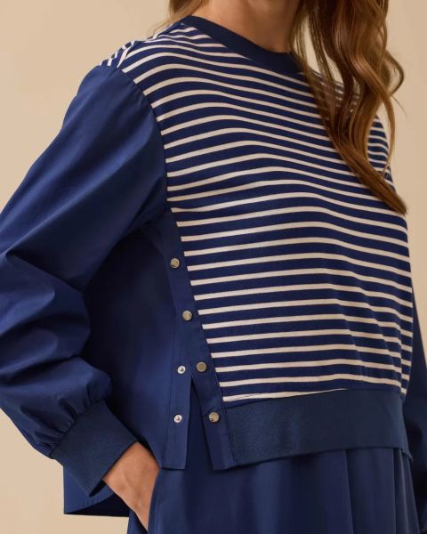 ÇİFT KUMAŞLI ÇİZGİ DETAYLI CEPLİ ELBİSE/SEÇİL