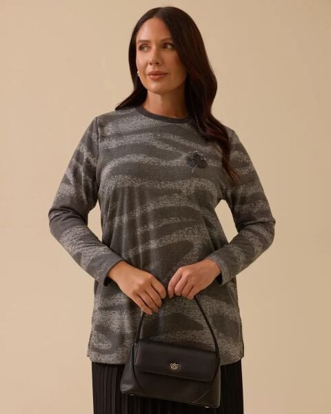 B. BEDEN BONCUK İŞLEMELİ DESENLİ BLUZ 4002 /SEÇİL