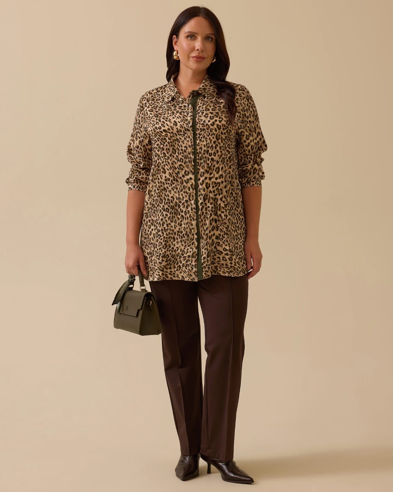 B. BEDEN LEOPAR DESENLİ DÜĞMELİ GÖMLEK 4012 /SEÇİL