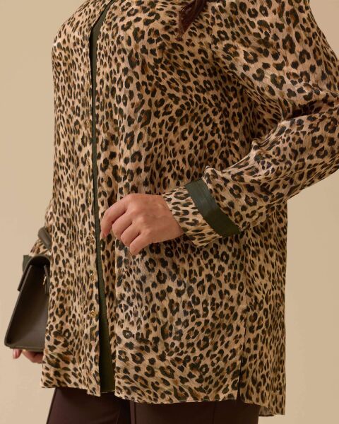 B. BEDEN LEOPAR DESENLİ DÜĞMELİ GÖMLEK 4012 /SEÇİL