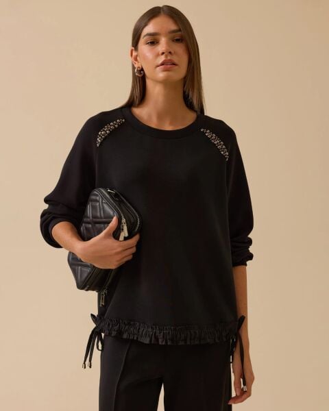 OMUZ TAŞLI FIRFIR BAĞCIKLI SWEATSHIRT 0004 /SEÇİL