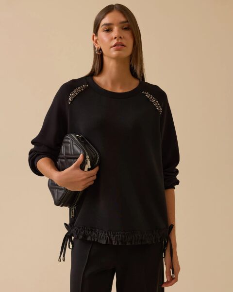 OMUZ TAŞLI FIRFIR BAĞCIKLI SWEATSHIRT 0004 /SEÇİL