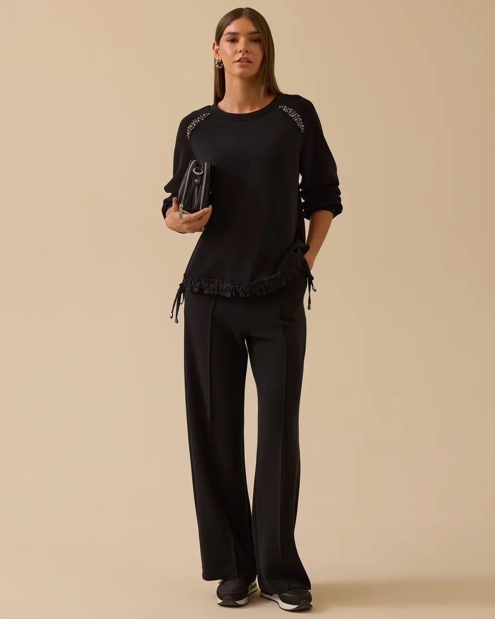 OMUZ TAŞLI FIRFIR BAĞCIKLI SWEATSHIRT 0004 /SEÇİL