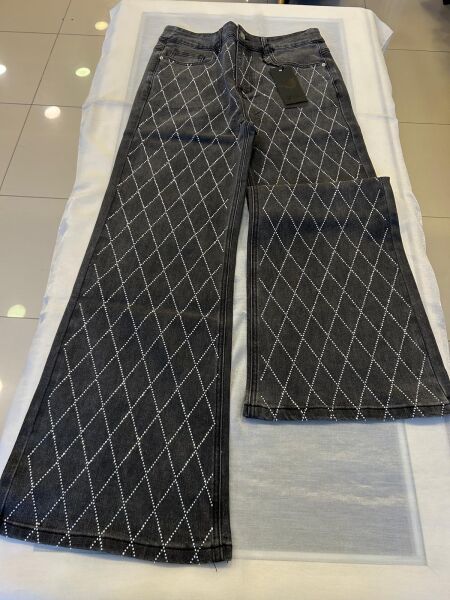 ÖNÜ TAŞ İŞLEMELİ İSPANYOL PAÇA KOT PANTOLON/GHISA