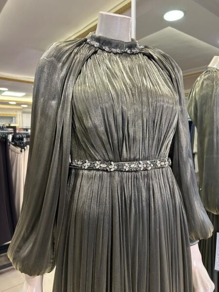 TAŞ İŞLEME DTY. JANJAN ŞİFON ABİYE ELBİSE /HENNIN