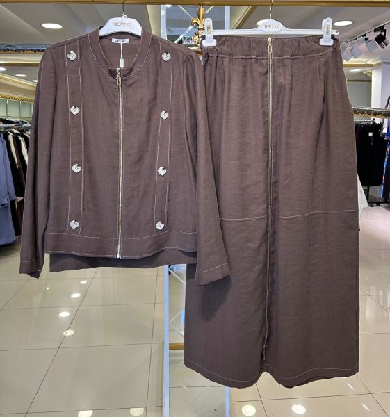 DÜĞME DETAYLI TENSEL KUMAŞ ETEKLİ TAKIM/DEFRİNA